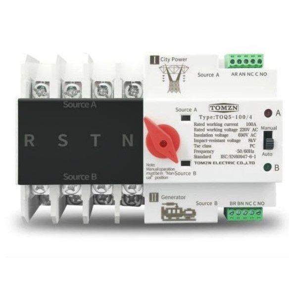 АВР 100А, 4 полюса, TOMZN-100-4P-3